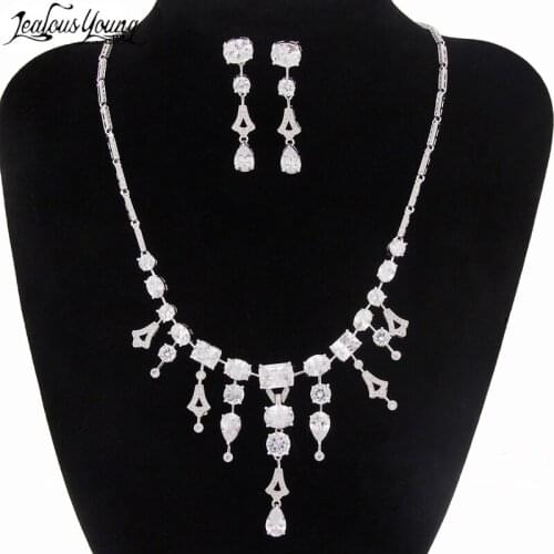 Crystal Wedding Bridal Bridesmaid Jewelry Sets Alloy Necklace Earrings Crown Jewelry For Women Hot Sale Parure Bijoux AS065