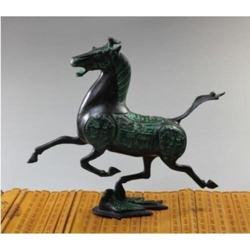 Exquisite Old Chinese bronze statue horse fly swallow Figures Healing Medicine Decoration 100% Brass Bronze