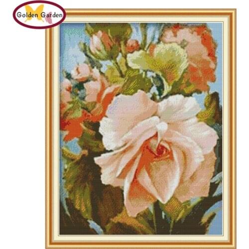 GG Malus Crabapple Counted Flower Cross Stitch Patterns 11CT 14CT Chinese Joy Sunday Cross Stitch Kits for Embroidery Home Decor