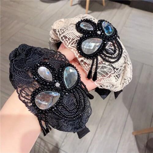 Fashion Korean style Lace Rhinestone hairband Women Girls Fashion Sexy Simple crystal Hair Hoop headwear Hair Accessories