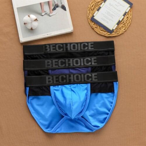 Bechoice mens new underwear elastic low waist sexy youth briefs