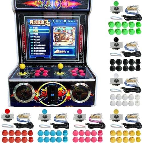 Bevigac 24PCS Arcade Game DIY Parts Kit with Push Buttons Joystick Cables Encoder Card for Windows XP 7 8 10 Raspberry Pi