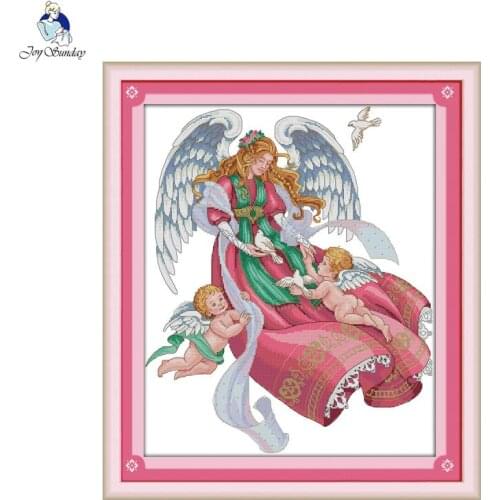 Joy Sunday Angel 4 Canvas DMC 11ct 14ct Counted Chinese Cross Stitch Kits printed for Embroidery Home Decor Needlework