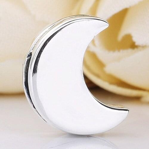 Original Smooth Reflexions Moon Clip Stopper Lock Beads Fit 925 Sterling Silver Bead Charm Bracelet Bangle Diy Jewelry