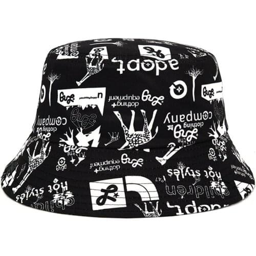 Bucket-Hats Letter Print Design Sunscreen Men Women Panama Hat Cotton Fashion Anti-sun Beach Outdoor Fisherman Cat