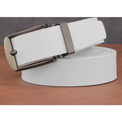 High Quality Pin Buckle White Belt Mens Designer Genuine Leather Fashion Boy 2.8cm Wide Casual Cinto Masculino Ceinture Homme