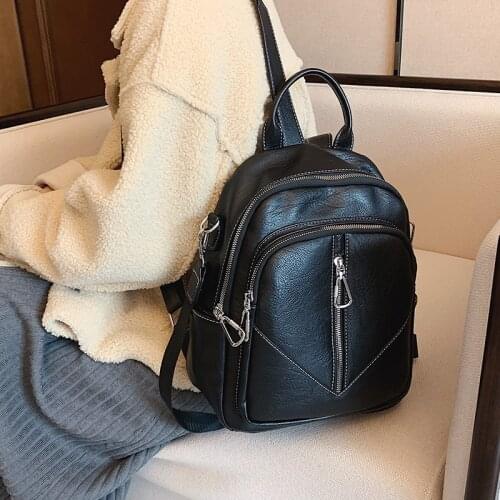 Women High-quality Backpack Female Trendy Fashion PU Leather Backpacks Versatile Dual-use School Bags for Teenage Girls Satchel