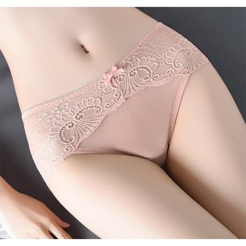 Sexy Lace Net Yarn Hollow Out Transparent Cotton Crotch Womens Underwear Breathabe Thin Pack Hip Elasticity Female Panties A49