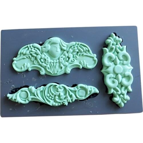Silicone Mold Fondant Molds Vintage Art Decor Molds Media Clay Pattern Food Safe Food Grade Mold Mixed Moulds Silicone Rubber