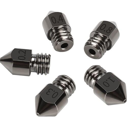 MEGA MK8 Hardened Steel Nozzles M6 Thread Mold Steel Extruder Extrusion 3D printers Hard steel Nozzles 0.2-1mm Thread 1.75mm