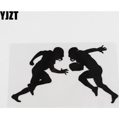 YJZT 14.2CMX7.9CM Cool Football Players Sports Vinyl Car Sticker Black/Silver 8A-0255