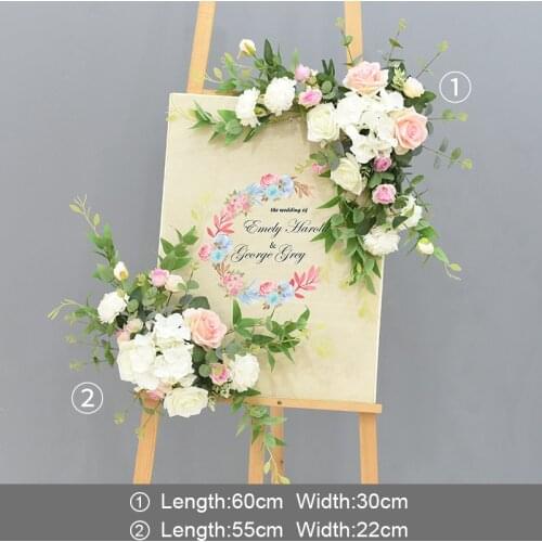 Wedding floral props welcome card florals artificial flowers creative sign hotel corner floral decor garland flower bouquet diy