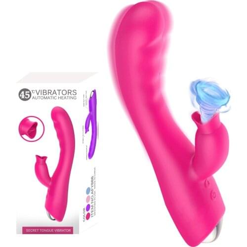 Telescopic Dildo Vibrators For Women Heating Licking Clitoris Stimulator G Spot Tongue Vibrators Sex Toys for Women Masturbator