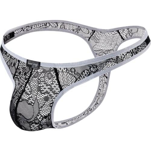 Mens Briefs 2019 New Mens Thongs And G Strings Sexy lace Underwear Men Jockstrap Thong Sexy Bikini Men Gay Sissy Lingerie Homme