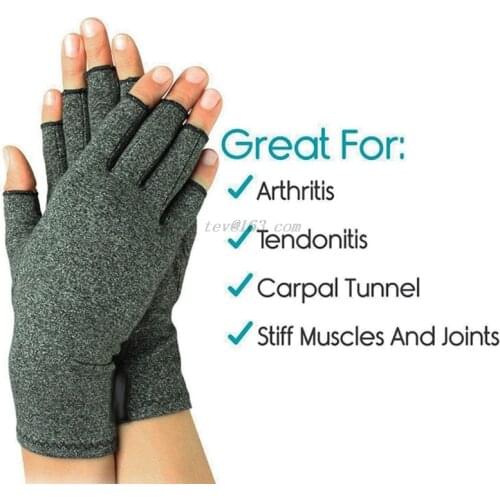 Women Men Hands Arthritis Gloves Fingerless Half Finger Therapeutic Compression Circulation Grip Wrist Length Mitten Pain Relief