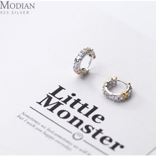 Modian Classic 100% 925 Sterling Silver Cubic Zirconia Hoop Earrings for Women Tiny Ear Hoops Fashion Wedding Statement Jewelry