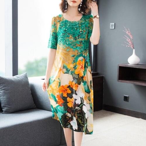 2021 Floral Chiffon 4XL Plus Size Beach Midi Dress Spring Summer Print Vintage Runway Dress Elegant Women Bodycon Party Vestidos