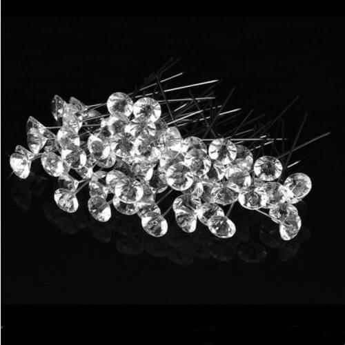 1 Box 50pcs/100pcs Diamond Pins Stitching Needles Plastic Box Handicrafts Apparel Wedding Bouquet Sewing Accessories