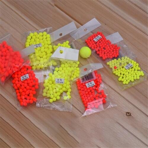 100pcs/pack Foam Floats Ball Beads Beans Fishing Float Bottom Rig Rigging Fishing Tackle Accessories 6.5/8.5/10/12/15mm