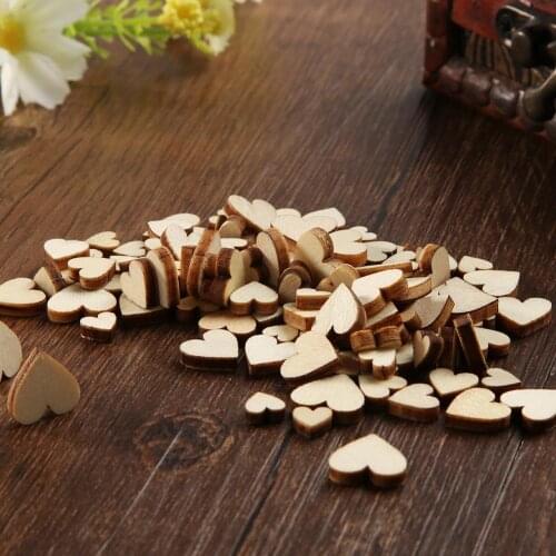 100 Pcs DIY Craft Heart Wood Slices Wood Wedding Table Scatter Rustic Wedding Decoration Buttons Special Memory