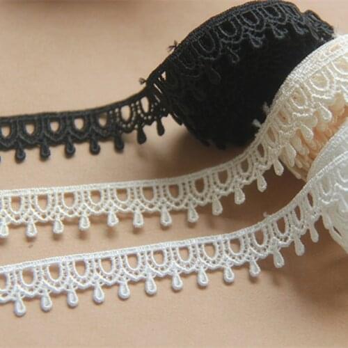 15Yards 1.4CM Wide Embroidered White Black Polyester Lace Trim dubai sewing DIY Water soluble trim applique Ribbon collar decor