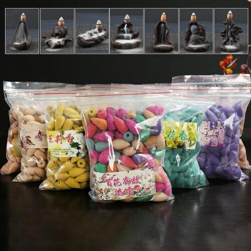 Backflow Incense Tower Natural Mix Lavender Carnation Ocean Green Tea Fragrant Jasmine Rose for Backflow Incense Burner Holder