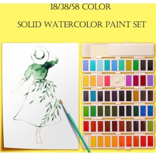 18/38/58 Colors Fold Solid Watercolor Paint Set Portable Gift box Watercolor Pigment for Drawing Art Paint Supplies Art Supplies
