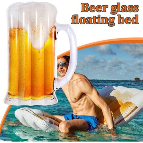 182cm Beers Mug Shape Floating Water Hammock Lounge Chair Swimming Pool Inflatable Float Rafts for Summer Beach надувной матрас