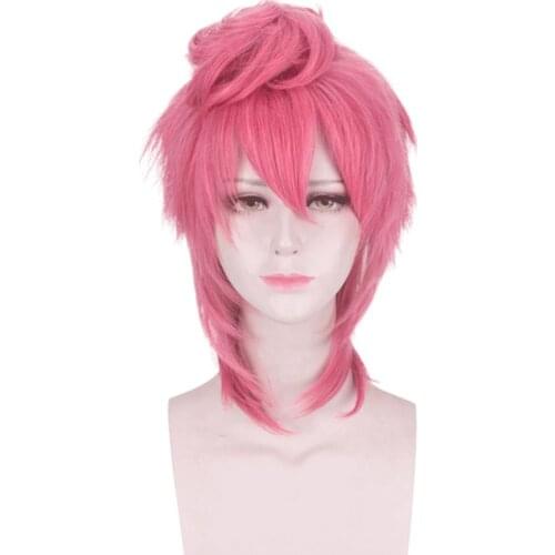 35cm 13.8" JoJos Bizarre Adventure Golden Wind Trish Una Curl Short Wigs Heat Resistant Synthetic Cosplay Costume Hair