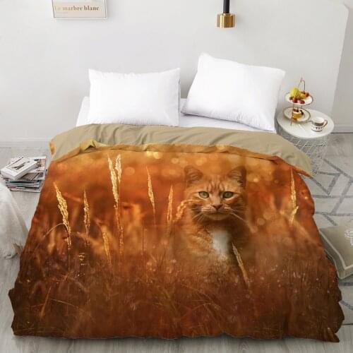 3D Duvet cover Quilt/Blanket/Comfortable Case Luxury Bedding 135 140x200 150x200 200x220 for Home animal Cat Cute the grass