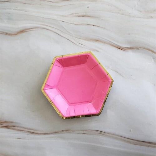 4 "Hexagonal Disposable Paper Plate With Multiple Colors Available For Birthday Party, Banquet And Celebration