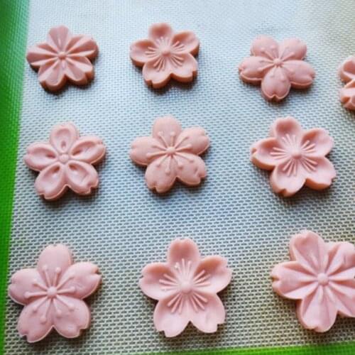 M68E 5pcs/set Cookie Mold Stamp Biscuit Cutter Cherry Blossom Flower DIY Floral Mooncake Mold