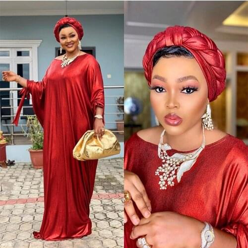 African Dresses Batwing Sleeve Free Size Sequin Dress Lady Dashiki Clothes Abaya Dubai Head Wraps Dress