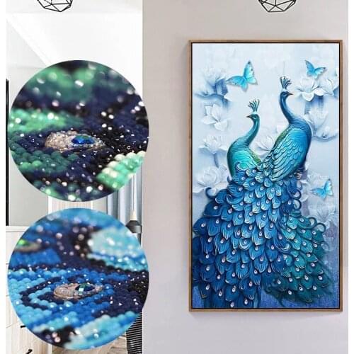 5d Diy Diamond Painting Full Round,Wedding Decoration Home,Wall Sticker,Paint With Diamond Embroidery,Special Shaped,Peacocks