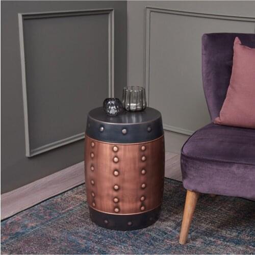 Barrel Side Coffee Table-Copper/black Tumbled luxury coffee table