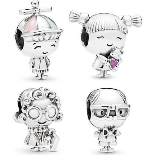 5PCS HTevak New People Shape Charms Girl Boy Grandma Grandpa Spacer Family Beads Fit DIY Bracelet Choker Jewelry Making