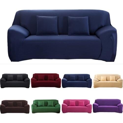 2020 Modern Sofa Cover With Pillowcase Elastic Solid Color Polyester Corner Sofa Couch Slipcovers for Living Room 1/2/3/4 Seater