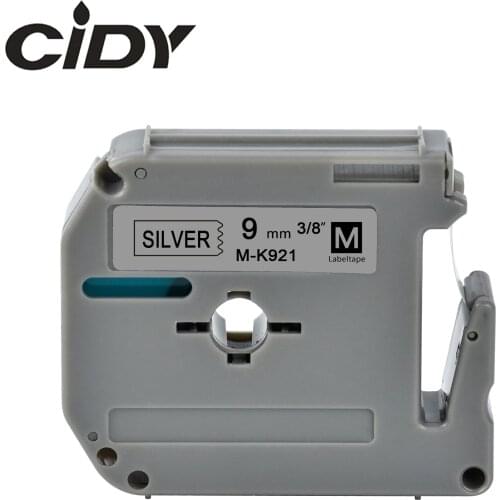 CIDY MK921 MK 921 M-K921 9mm Black on silver label tapes for PT-65 PT-70 PT-80 PT-90 PT-M95 PT-100 PT-110 PT-45M Label Printer