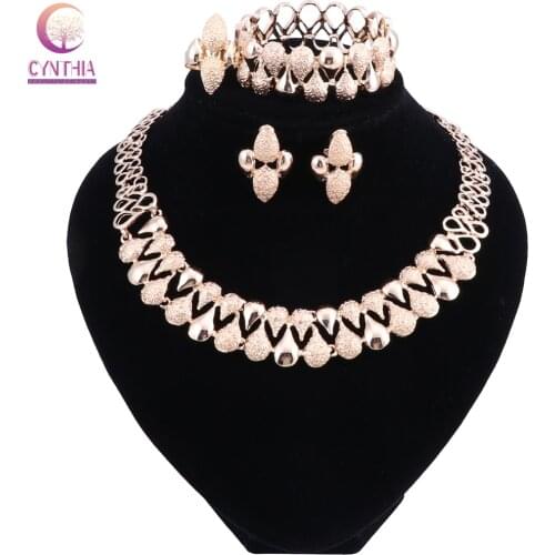 Dubai Jewelry Sets For Women African Beads Jewelry Set Wedding Indian Ethiopian Jewellery Statement Necklace Earrings Set