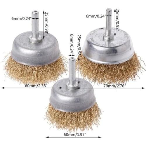 6mm Bowl Wire Brush Shank Diameter Flat Steel Wire Wheel Electric Drill Grinding Mill Polish Wheel Derusting Power Tools