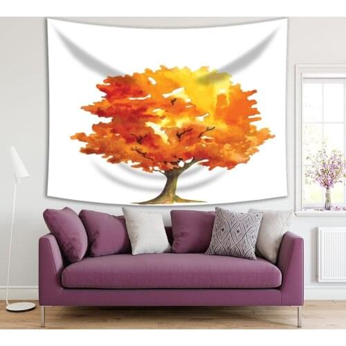Tapestry Golden Leaves Fall in Tree Yellow and Orange Colors Nature Themed Modern Style Artwork