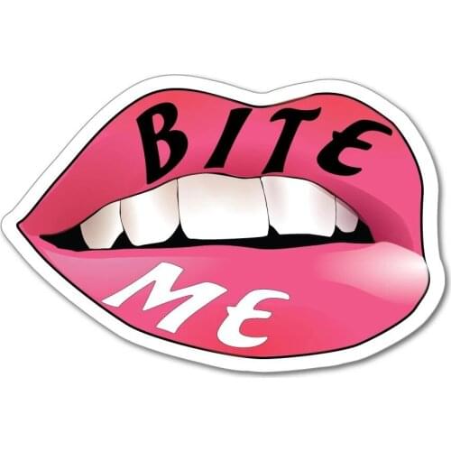 S50311#13/15/17CM Personality PVC Decal Bite Me Lips Mouth Car Sticker on Motorcycle Laptop Decorative Accessories
