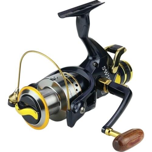 SW Spinning Fishing Reels with Front Rear Drag 5.2:1 9+1BB 5000/6000 Metal Spoon Double Brake Carp Reel Feeder Fishing Wheel car