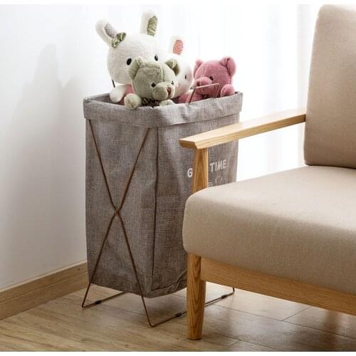 Laundry Storage Nordic Home Fabric Foldable Grey Dirty Clothes Basket Canvas Portable Baskets Bathroom Household Appliances