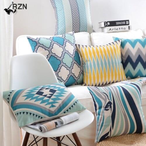 Fashion Style Colorful Geometric Printed Cushion Cover Decorative Sofa Throw Pillow Car Chair Home Decor Pillow Case Almofadas