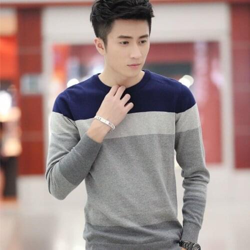 Mens Autumn Coat Sweater Mens Autumn round Neck Sweater Bottoming Shirt Mens Slim Sweater