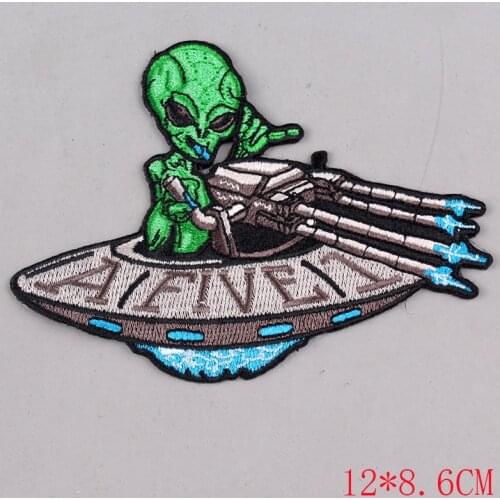 Nicediy Hippie Patches for Clothing DIY Stripe UFO Embroidered Iron on Patches On Clothes For Backpacks Washable