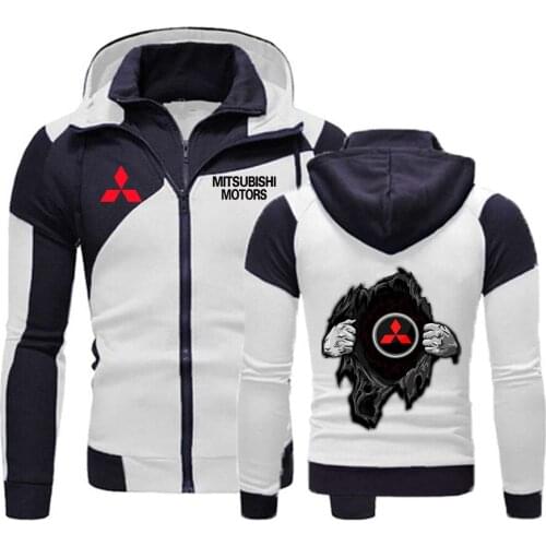 New Spring Autumn Mitsubishi Car Logo Jacket Men Fleece Cotton Hoodies Harajuku Coats Zipper Long Sleeve Outerwear Sweatshirts