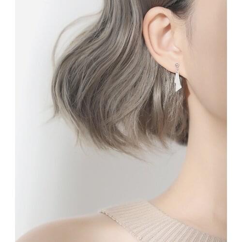 OBEAR Triangle Korean Tide Delicate Siver Plated Temperament Literary Personality Fashion Female Dangle Earrings