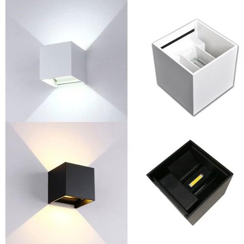 Outdoor led Porch lights Garden Wall Lamp Waterproof IP65 adjustable wall sconces White black cube box led wall mounted Light